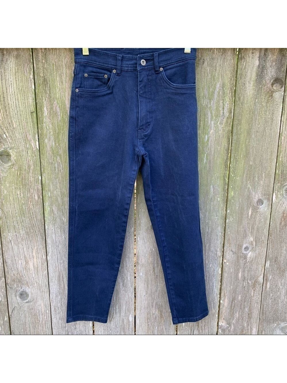 BILL BLASS women’s straight leg stretch jeans vintage mom dark blue five pocket